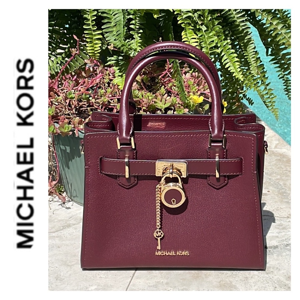 Michael Kors Hamilton Sm Satchel/Shoulder/Xbody In Merlot w/Gold-Toned HW NWOT
